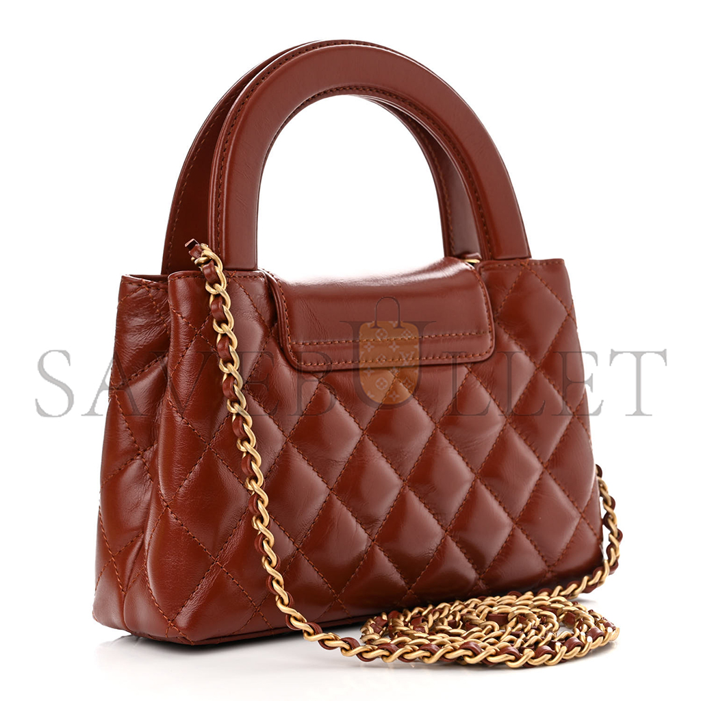 CHANEL SHINY AGED CALFSKIN QUILTED NANO KELLY SHOPPER AS4416 (19*13*7cm)